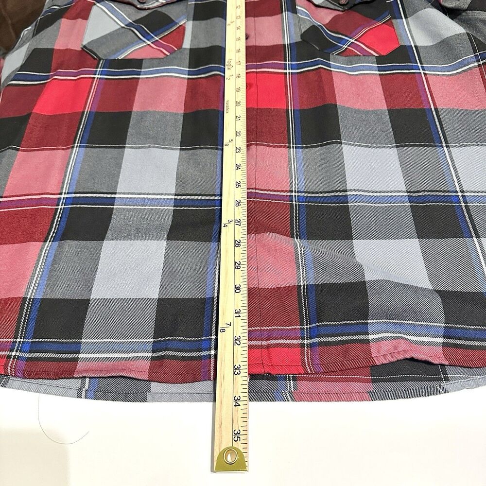 Dixxon Flannel Shirt Men’s Size 4X PLISSKEN Red Grey Plaid Long Sleeve - Picture 4 of 8